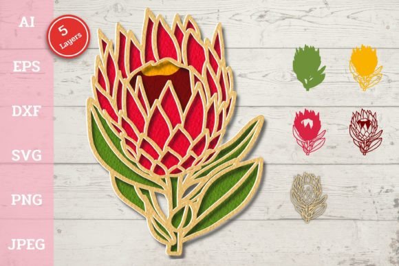 3D Tropical Flower Protea: Bold Design Assets
