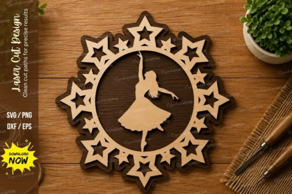 Ballerina Star Frame SVG | Dance Laser
