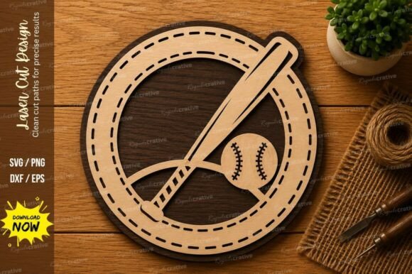 Baseball Bat Circle SVG | Sports Laser
