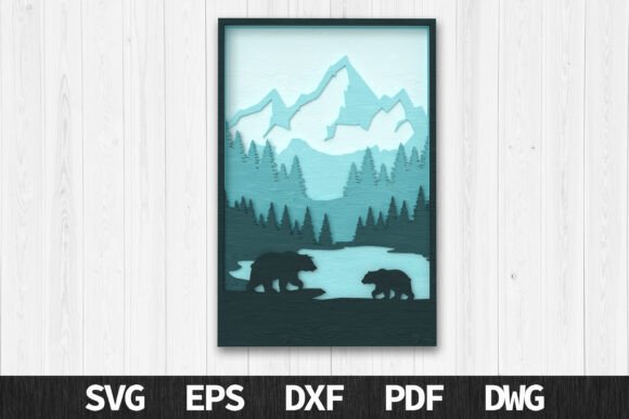 Bear Mountain Layered Art Laser Cut