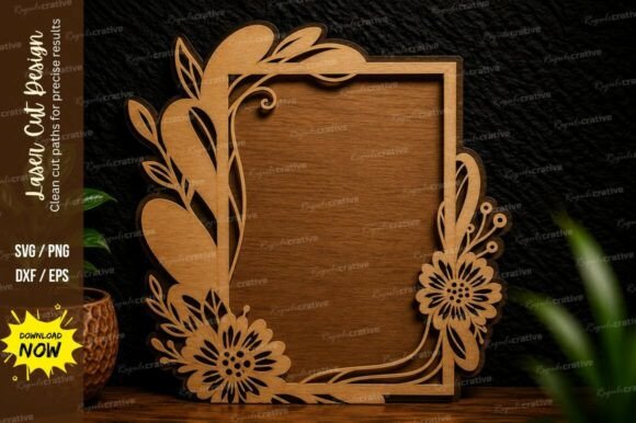 Botanical Corner Frame Laser Cut Svg