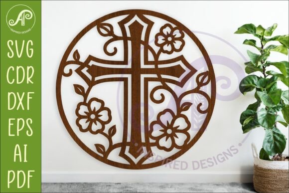Christian Cross Wall Art SVG, Floral Design for Crafters