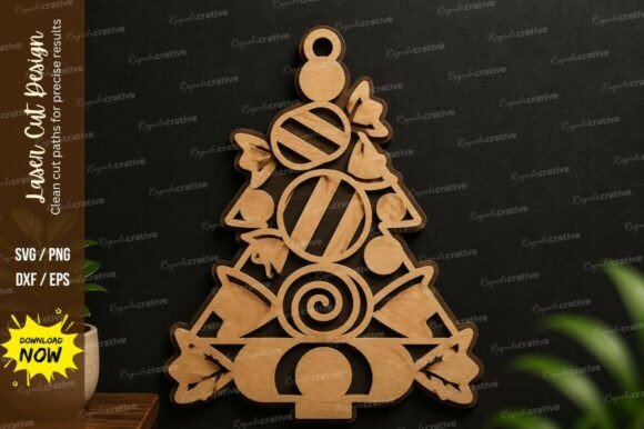 Christmas Candy Tree Laser Cut SVG for Festive Crafts