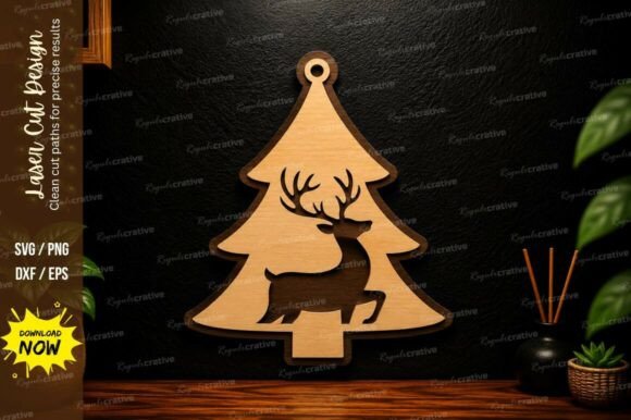 Create Stunning Decor with Christmas Tree Deer Ornament Laser Cut Designs