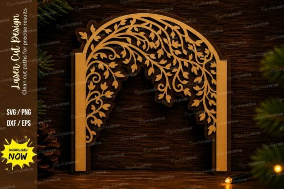 Elegant Floral Arch Border Laser Cut Svg Design