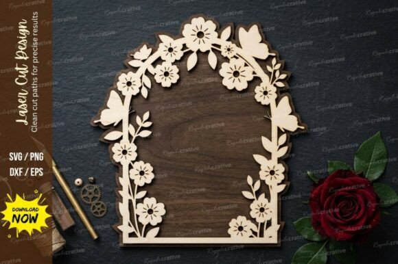 Elegant Floral Arch Frame Laser Cut SVG Designs