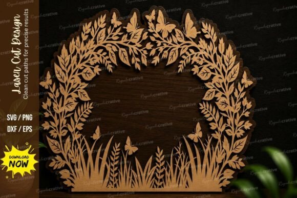 Elegant Leaf Wreath Wall Art Laser Cut SVG Designs