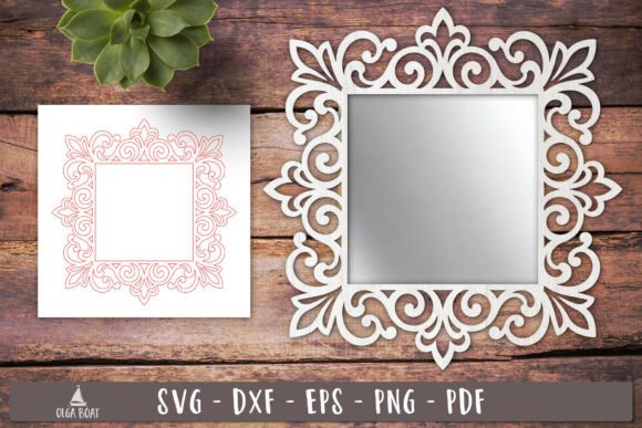 Elegant Ornate Square Scroll Frame SVG Laser Cut