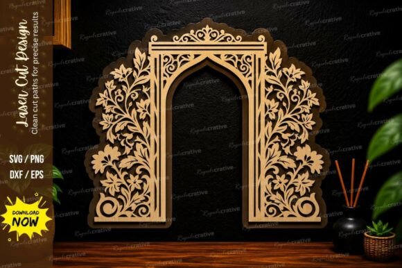 Floral Arch Gateway: Elegant Laser Cut SVG Design