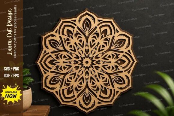 Floral Mandala Decor: Elegant Laser Cut SVG File Set