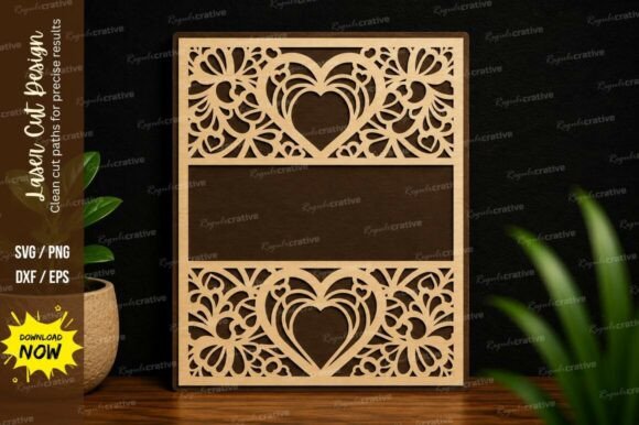 Heart Floral Border Laser Cut SVG: Elegant Design Files