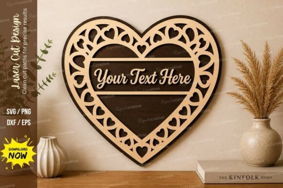 Heart Lace Frame Laser Cut SVG: Elegant Design Files