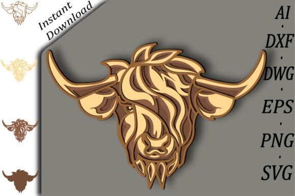 Highland Cow Multilayer SVG/Vector Cow