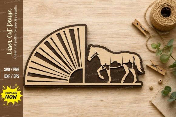 Horse Sunset Laser Cut SVG: Premium Design Files