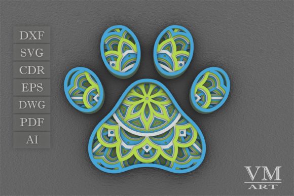 Pet Paw 3D Layered Paper Cut: Dog Paw 3D Design