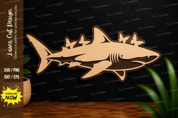 Shark Silhouette Laser Cut SVG Shark