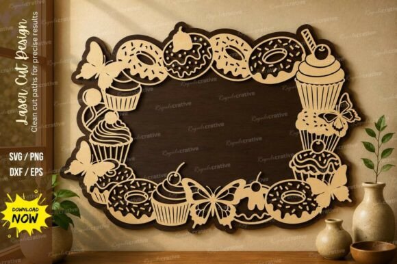 Sweet Dessert Frame Laser Cut Svg File