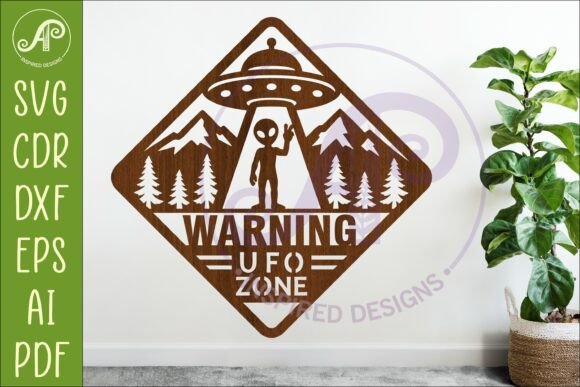 UFO Warning Sign SVG: Alien Abduction Art for Crafters