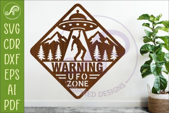 UFO Warning Sign SVG: Creative Laser Cut Art for Unique Projects