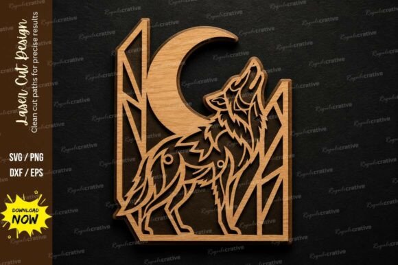 Wolf Moon Scene SVG Laser Cut Svg